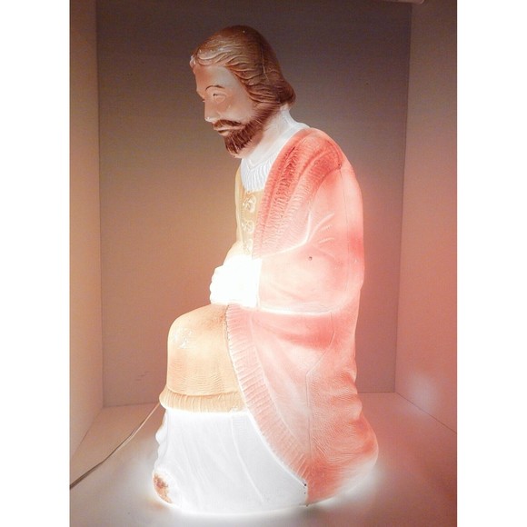 Nativity Joseph Blow Mold Poloron Prods Hard Plastic 26 Inch Lighted Christmas - Picture 2 of 12